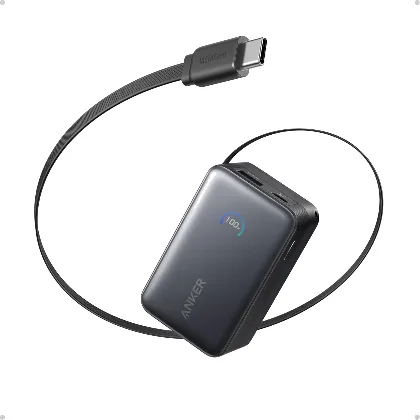 Anker Nano powerbank 10000 mAh 45 W z chowanym kablem 70 cm (czarny)