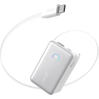 Anker Nano powerbank 10000 mAh, kabel USB-C, 45 W, biały