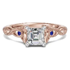 Celtic Knot Asscher 1.75 ct Pierścionek Zaręczynowy - Szafir - Diament Naturalny 585…
