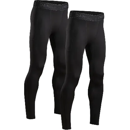 DANISH ENDURANCE Spodnie Kompresyjne Męskie, Legginsy Sportowe, Termoaktywne, 2-Pack