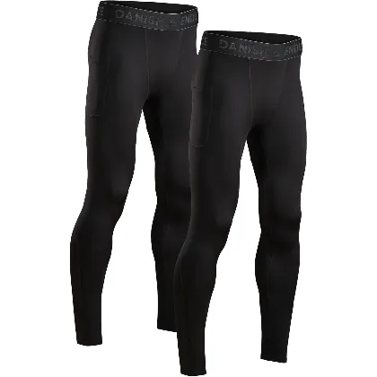 DANISH ENDURANCE Spodnie Kompresyjne Męskie, Legginsy Sportowe, Termoaktywne, 2-Pack