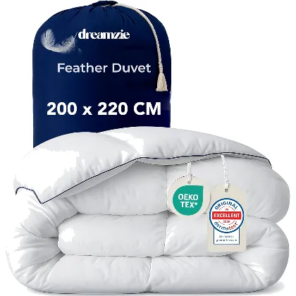 Dreamzie - Kołdra Ultra Comfort 200x220 cm - Kołdra z pierza i puchu kaczego - Podwójna…