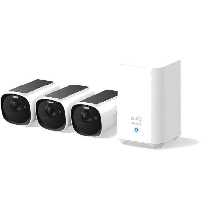 eufyCam E40 3-Camera Set, zintegrowany panel solarny, 3 kamery + HomeBase2