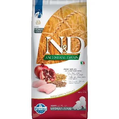 FARMINA N&D Ancestral Grain Chicken & Pomegranate Medium & Maxi Puppy 12 kg kurczak i…