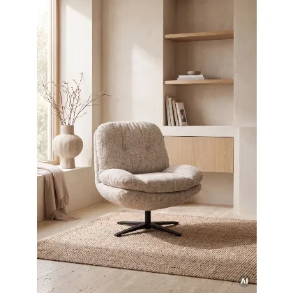 Fotel LUNARO obrotowy beżowo-szary 76x83x91 cm