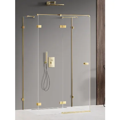 Kabina prysznicowa New Trendy Avexa 100x110 prostokątna przyścienna złota lewa EXK-2110