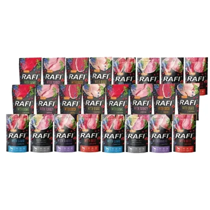 Karma mokra dla psa Dolina Noteci RAFI PREMIUM mix smaków saszetki 30x500g