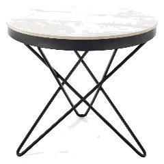 Ława Leila 2 60X60 Marmur Biały Stelaż Czarny