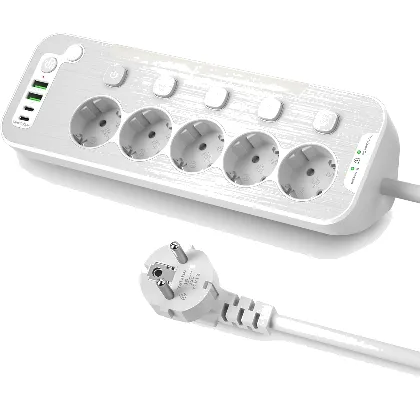 Listwa Zasilająca Narożna USB C z Przeciwprzepięciowa, do Kuchni i Biura