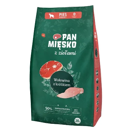 PAN MIĘSKO z ziołami Wołowina z królikiem M 20 kg dla ras średnich