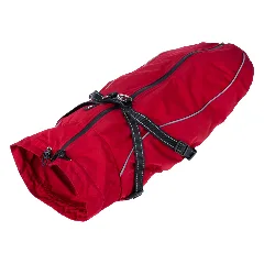 TIAKI płaszcz dla psa z szelkami Arkon, czerwony - Długość grzbietu ok. 65 cm