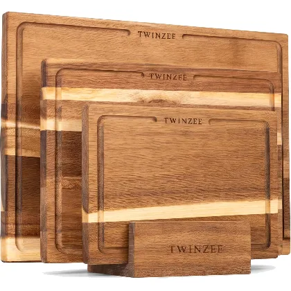 Twinzee 3 deski do krojenia (40 x 30/33 x 24/26 x 18 cm) z litej akacji