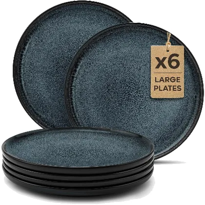 Twinzee 6 Dużych Talerzy Granite - Do kuchenki mikrofalowej i zmywarki - Zastawa stołowa…