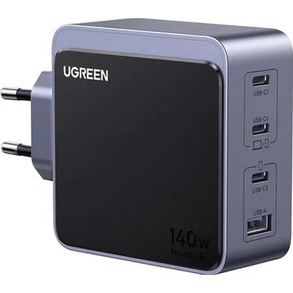 Ugreen Nexode S 140W, GaN, 3x USB-C + USB (szara)